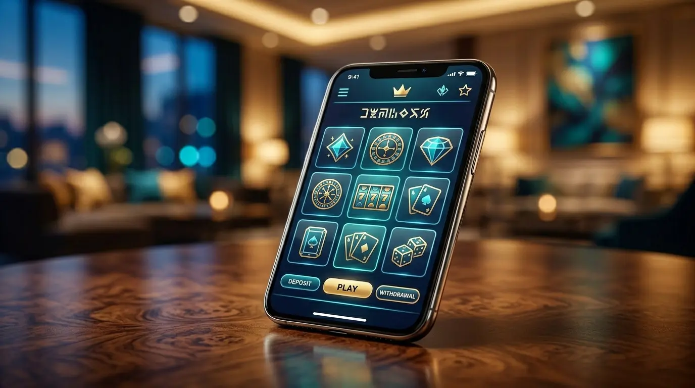 Application mobile Magius Casino sur smartphone dans une ambiance premium